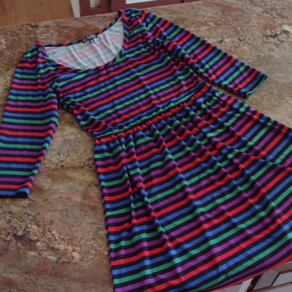 ADORABLE Striped Skater Dress EUC M
